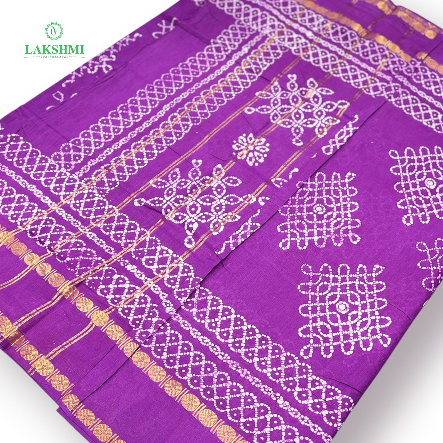 Saradha 120's Count Sungudi Cotton 10.5 Yards - Retta Petta Border