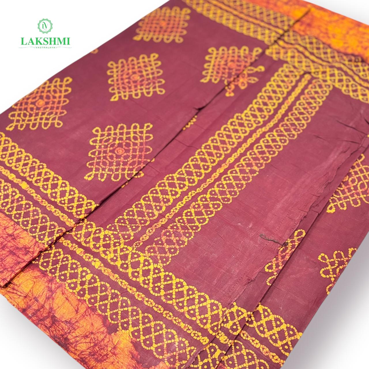 Saradha 120's Count Sungudi Cotton 10.5 Yards - Batik Border
