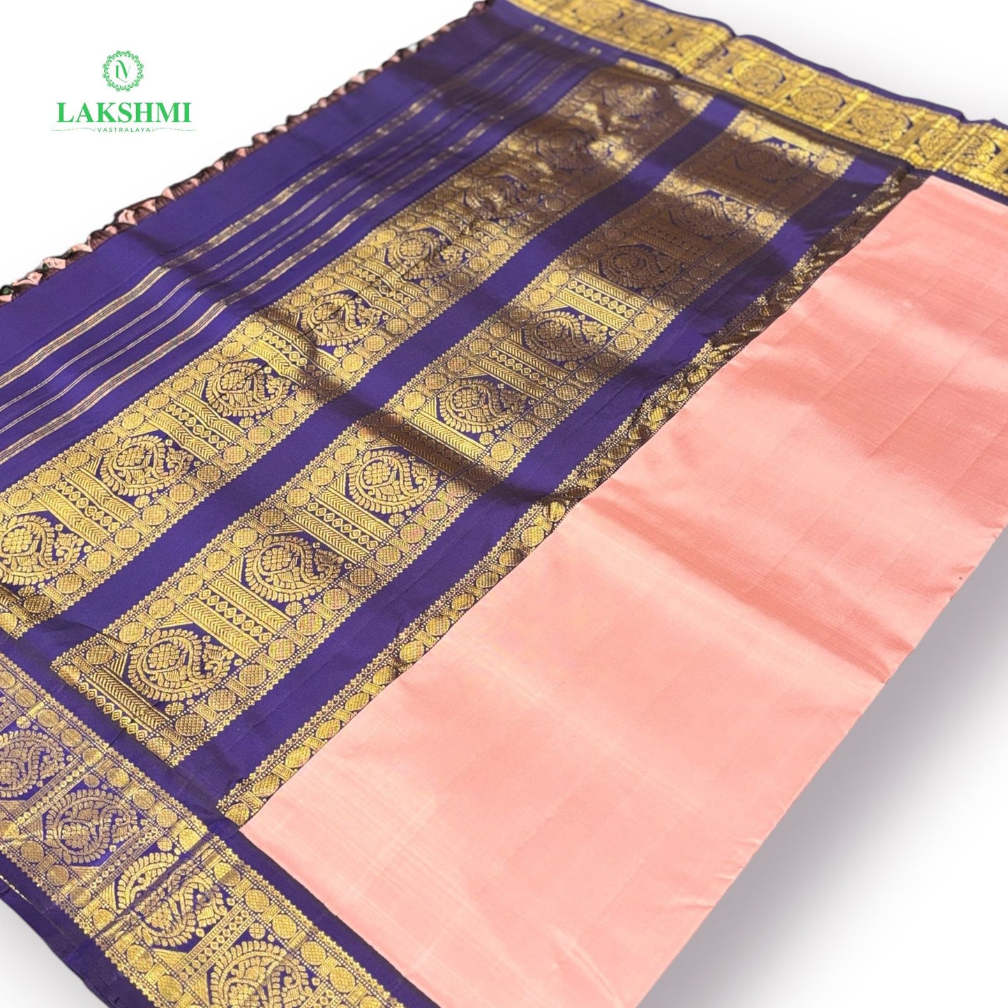 Yamuna Kalyani Pure Kanchipuram Double Warp Handloom Korvai - 10Y