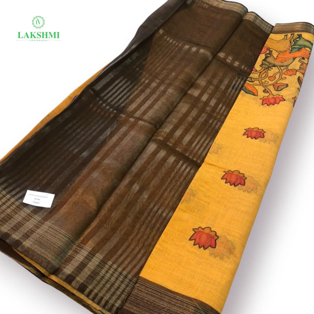 Damini 6 Yards Linen with Pichwai Print - 240908