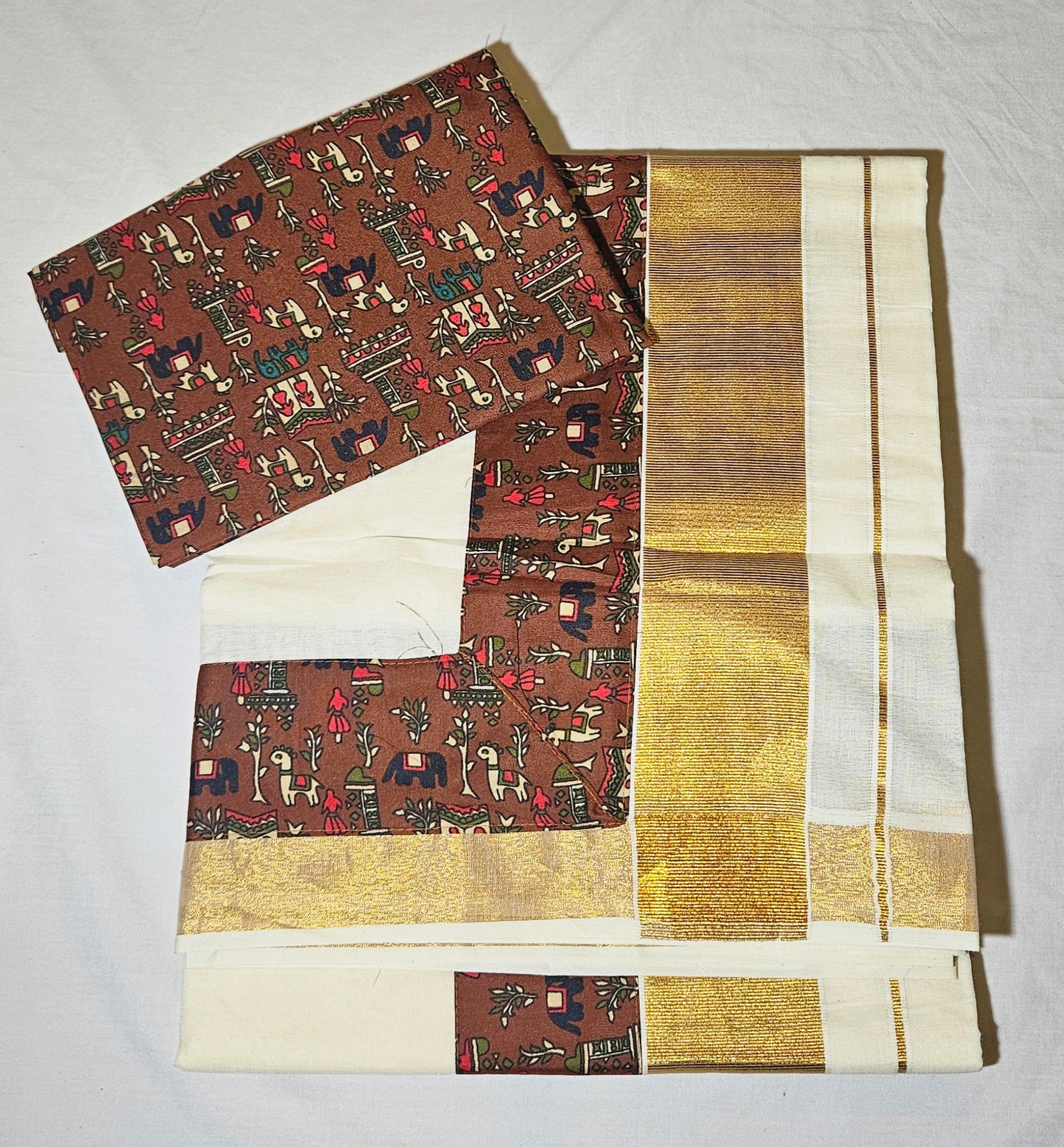 KERALA AJRAKH - WITH BLOUSE