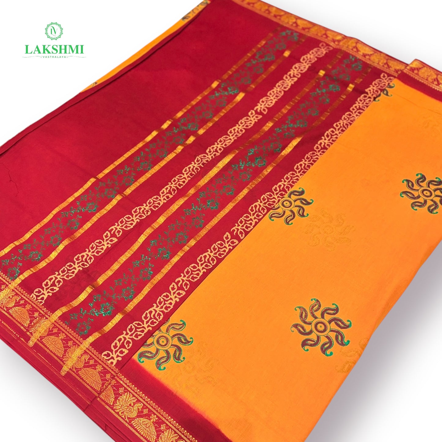 Mudra Handblock Sungudi 10.5Yards - 050552
