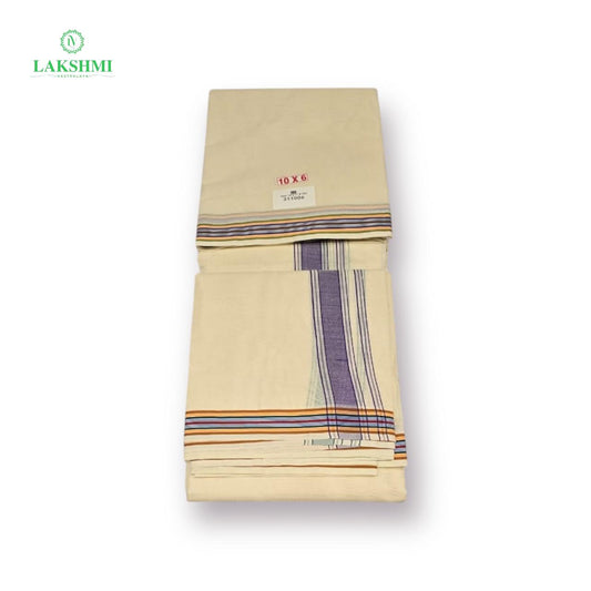 10×6 Unbleached Cotton Vezhti with Small Seer Border