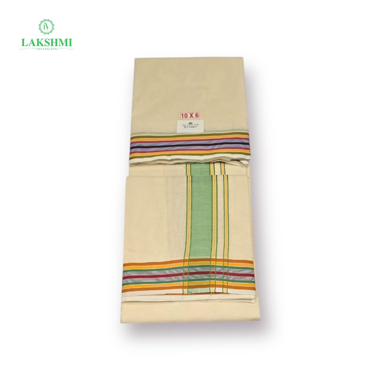 10×6 Unbleached Cotton Vezhti with Seer Border