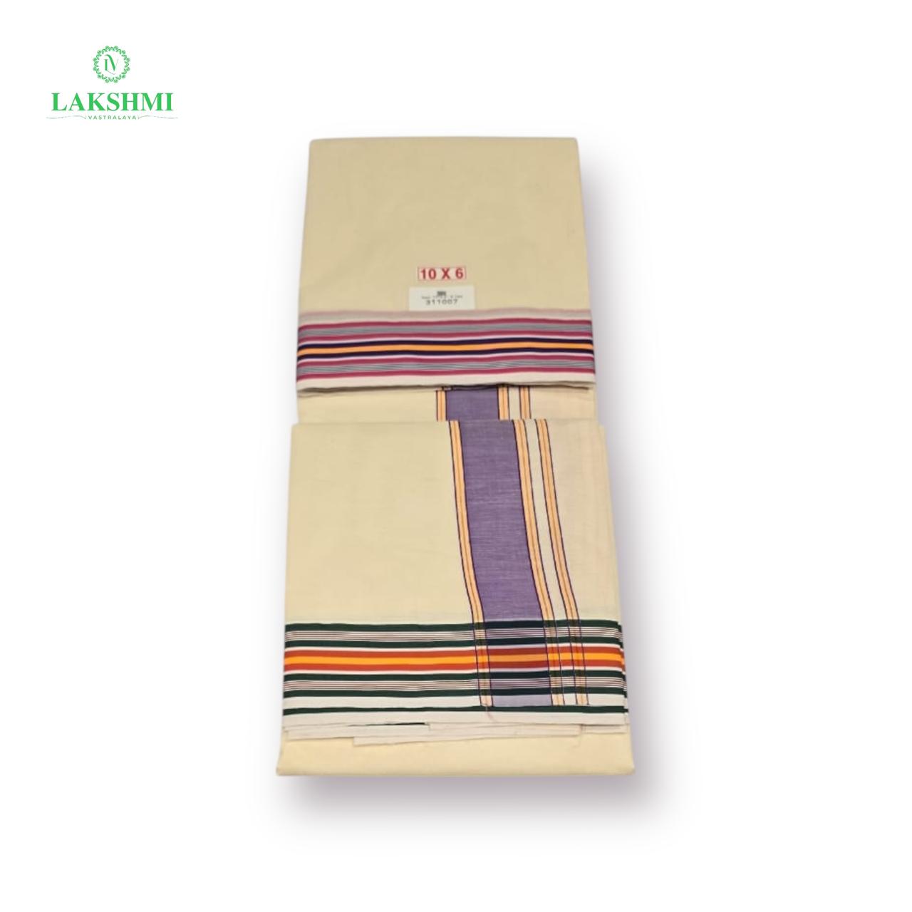 10×6 Unbleached Cotton Vezhti with Seer Border