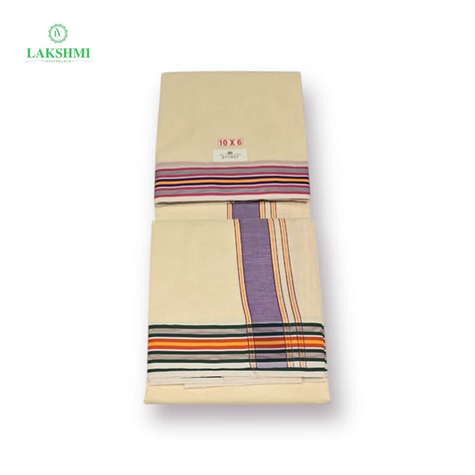 10×6 Unbleached Cotton Vezhti with Seer Border