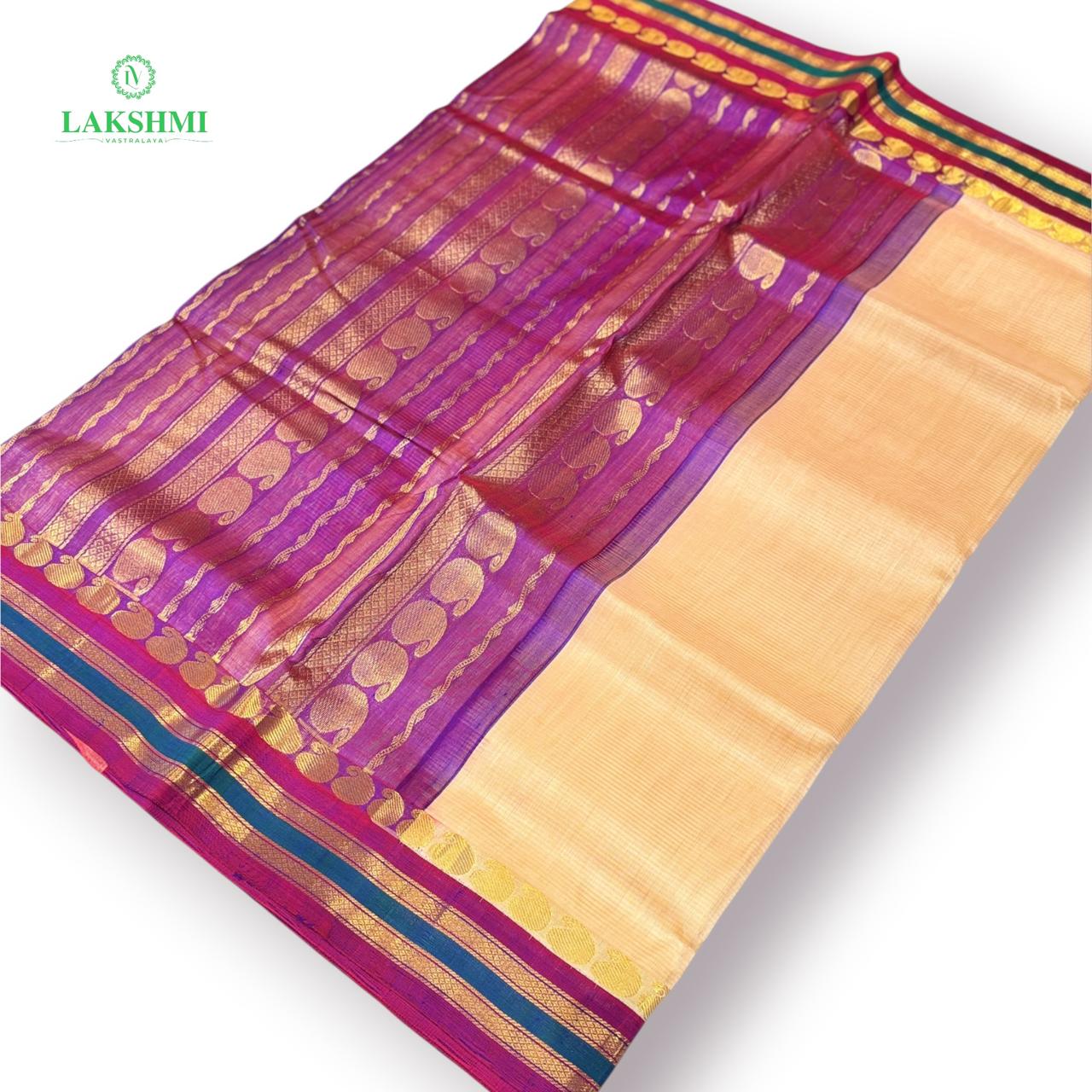 Mandhakini Korvai Pure Handloom Silk Cotton ~10.5 Yards