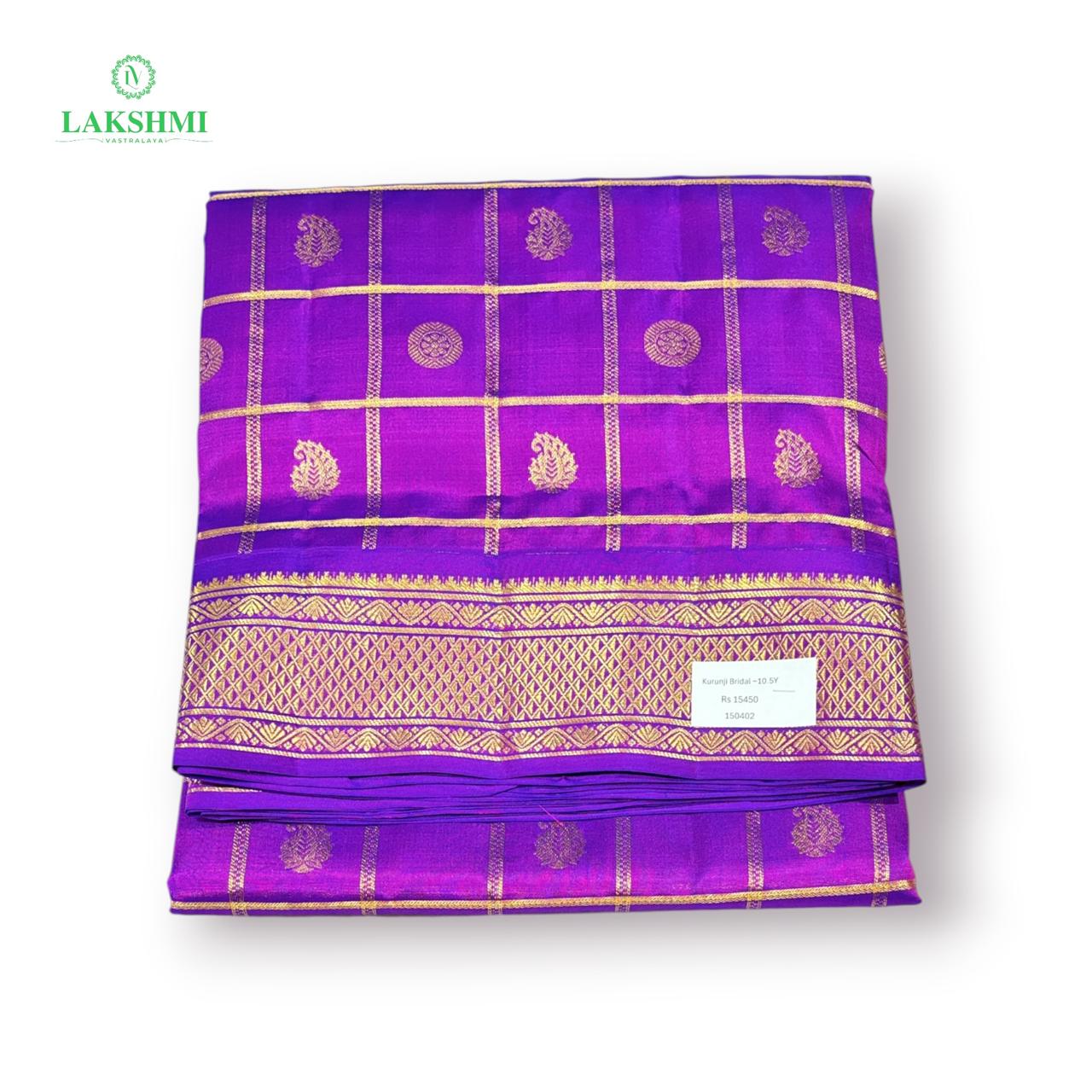 Kurunji Checked Butta Pure Kanchipuram ~10.5Y - 150402