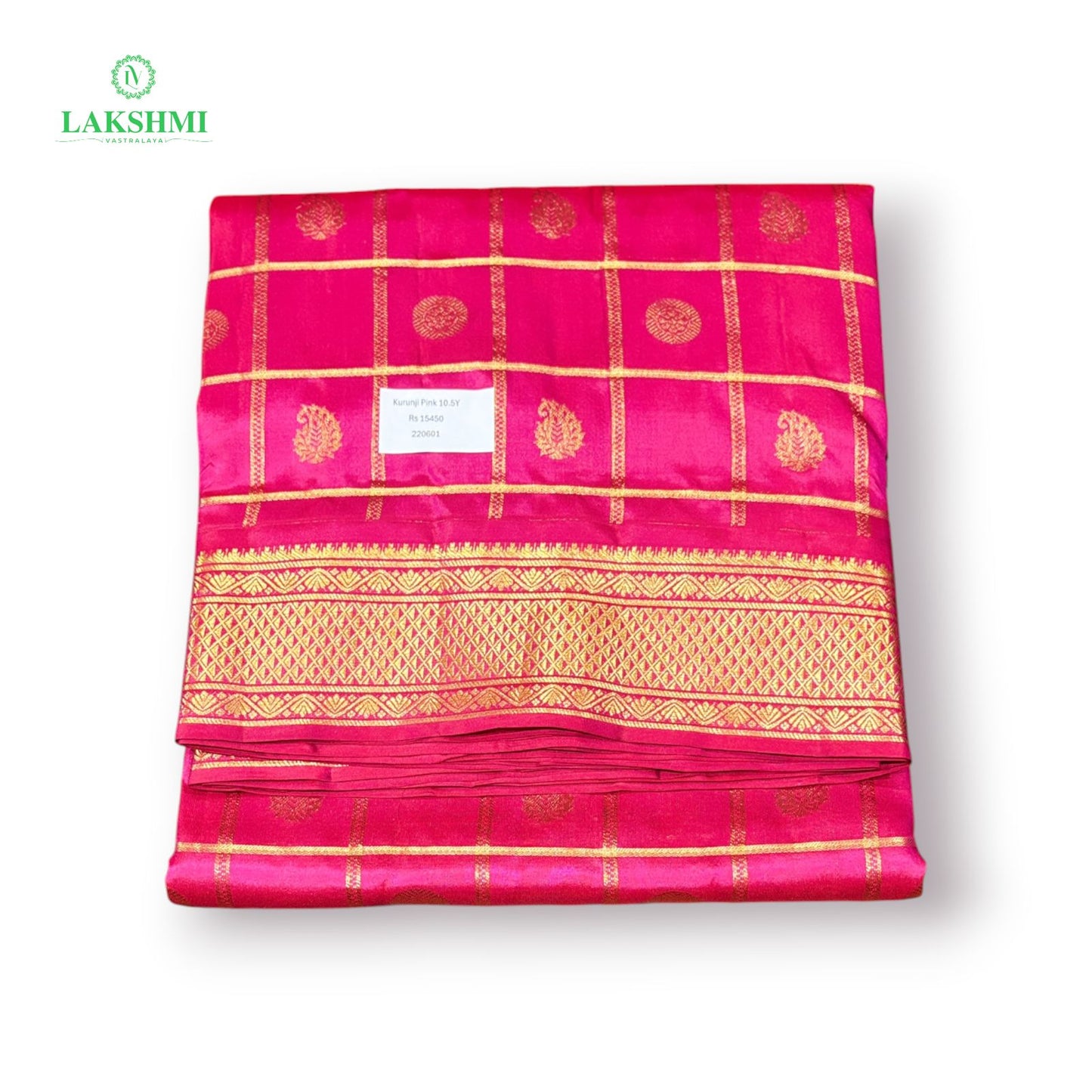Kurunji Checked Butta Pure Kanchipuram ~10.5Y - 220601
