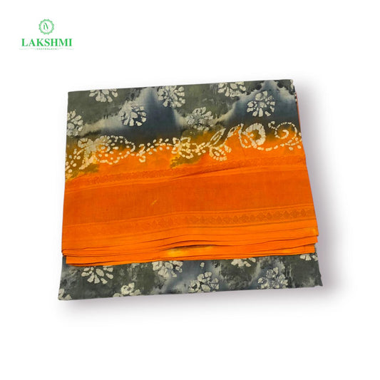 Hindolam 10.5Yards Wax Batik Sungudi - Ash with Orange