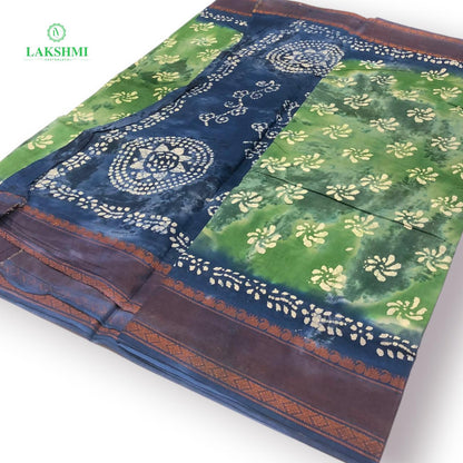 Hindolam 10.5Yards Wax Batik Sungudi - Green - Blue