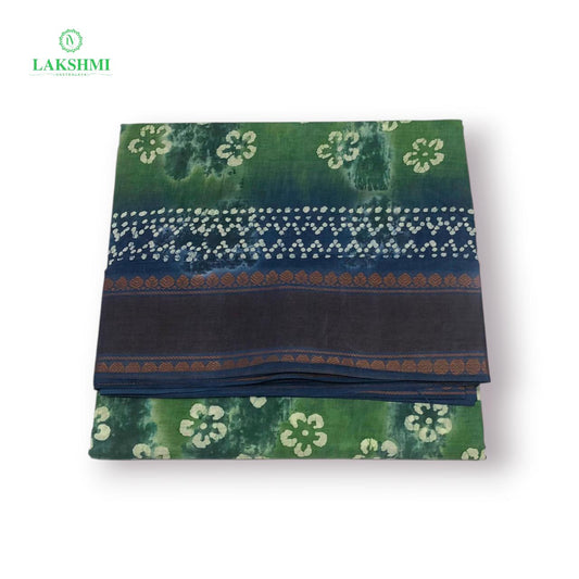 Hindolam 10.5Yards Wax Batik Sungudi - Green with Blue
