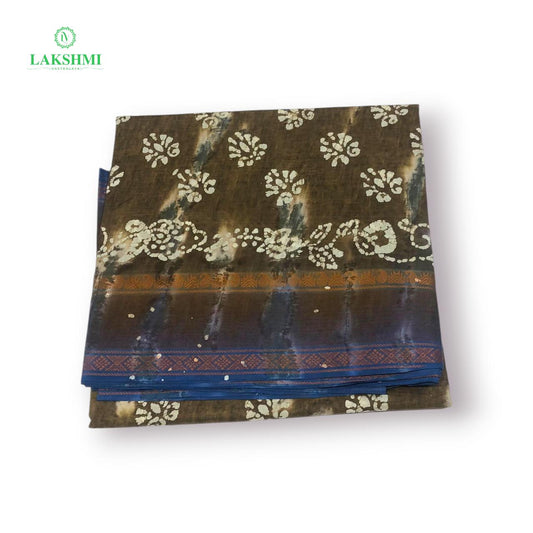 Hindolam 10.5Yards Wax Batik Sungudi - Brown with Blue