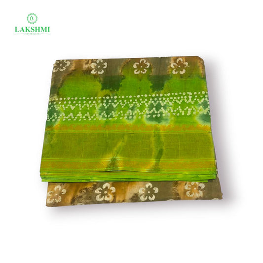 Hindolam 10.5Yards Wax Batik Sungudi - Mehndi Green with Light Green