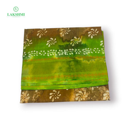 Hindolam 10.5Yards Wax Batik Sungudi - Mehndi Green with Light Green