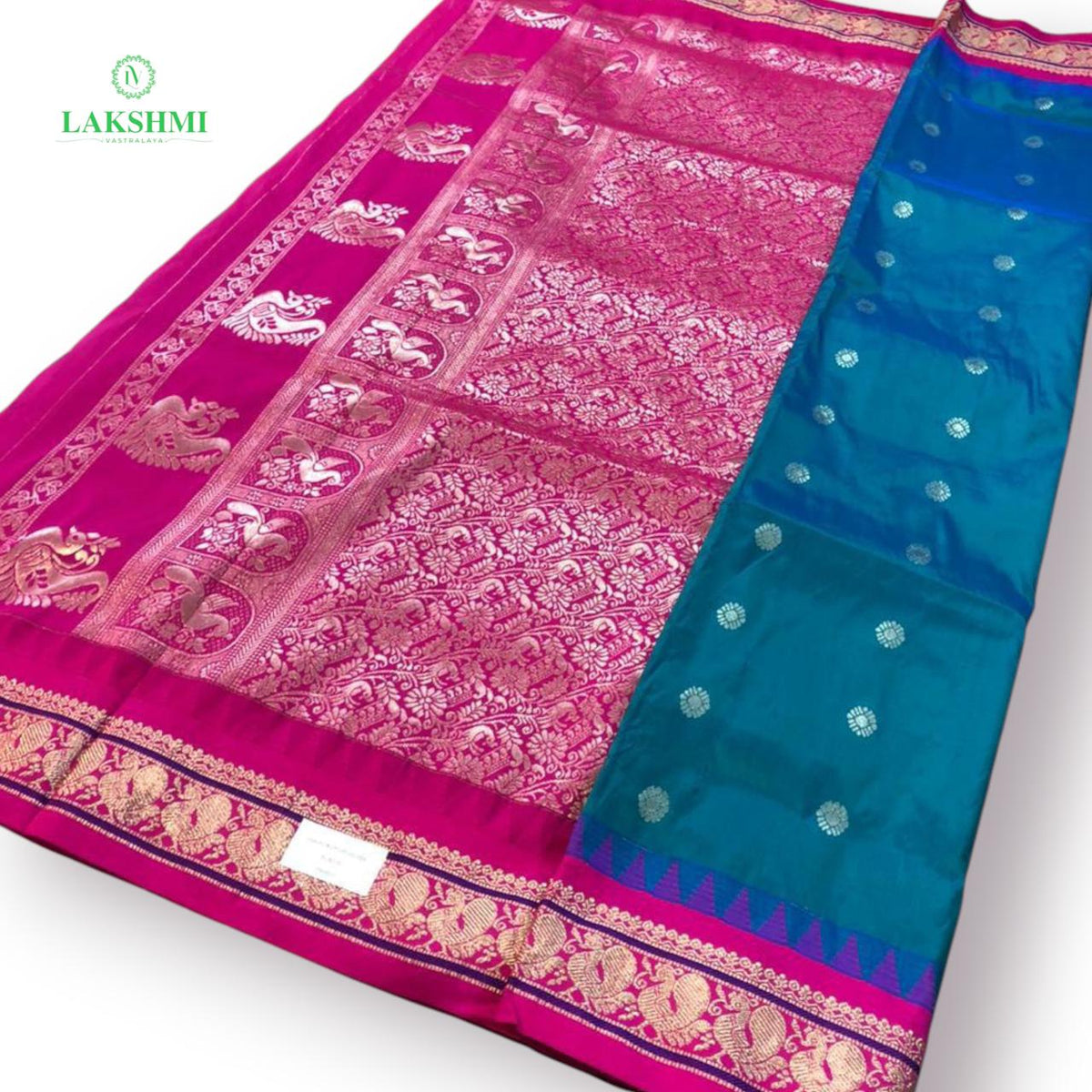 Suvarna – Semi Silk Paithani Madisar 10.5 Yards - Mayil Kazhuthu with Pink
