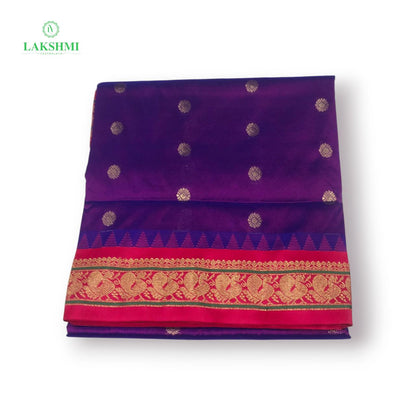 Suvarna – Semi Silk Paithani Madisar 10.5 Yards - Purple with Pink
