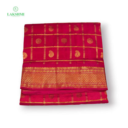 Kurunji Checked Butta Pure Kanchipuram ~10.5Y PINK
