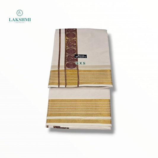 Kedar – 9*5 Bleached White Cotton Dhothi 260909