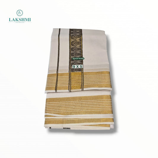 Kedar – 9*5 Bleached White Cotton Dhothi 260910