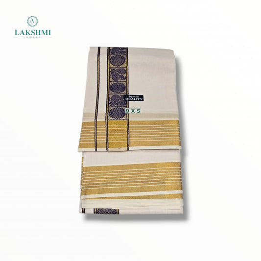 Kedar – 9*5 Bleached White Cotton Dhothi 260911