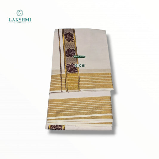 Kedar – 9*5 Bleached White Cotton Dhothi 260912