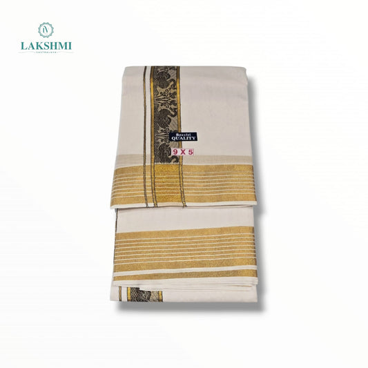 Kedar – 9*5 Bleached White Cotton Dhothi 260915