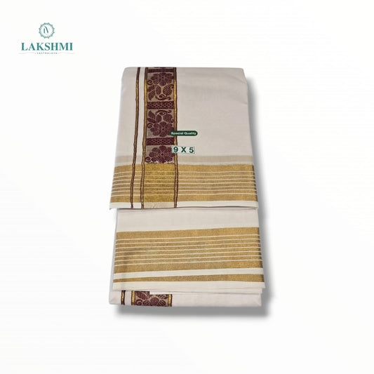 Kedar – 9*5 Bleached White Cotton Dhothi 260902