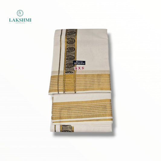 Kedar – 9*5 Bleached White Cotton Dhothi 260903