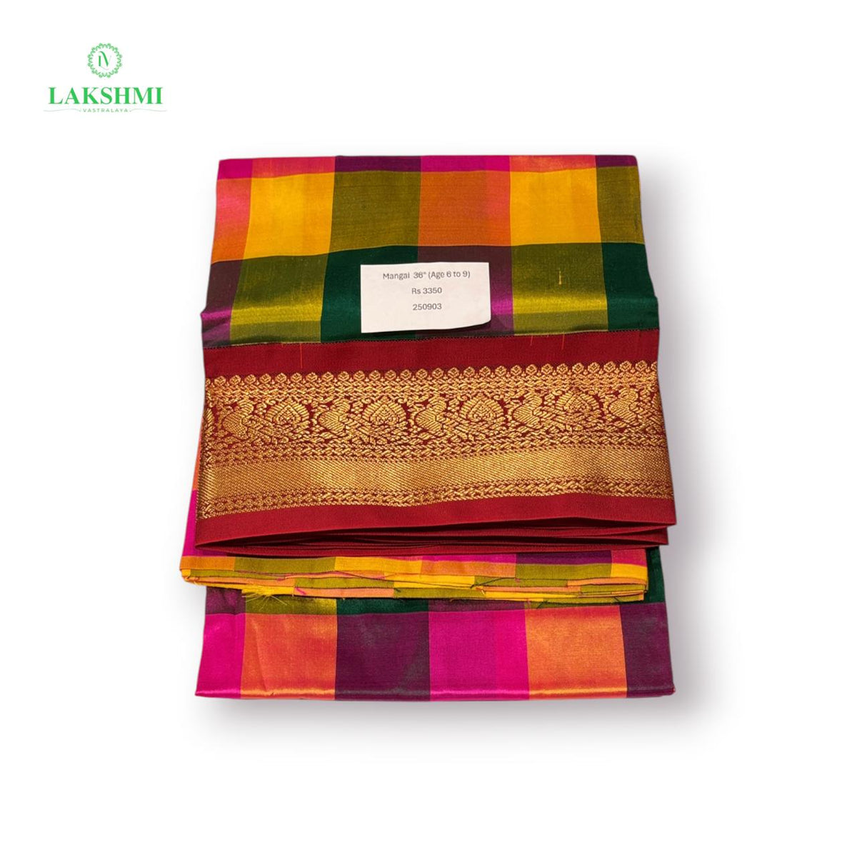 Mangai – 36" 2.2 Meters Pure Silk Pavadai (Age 6 to 9) - 250903