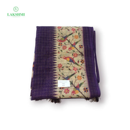 Remya 6 Yards Parrot Semi Jute Saree - 240908