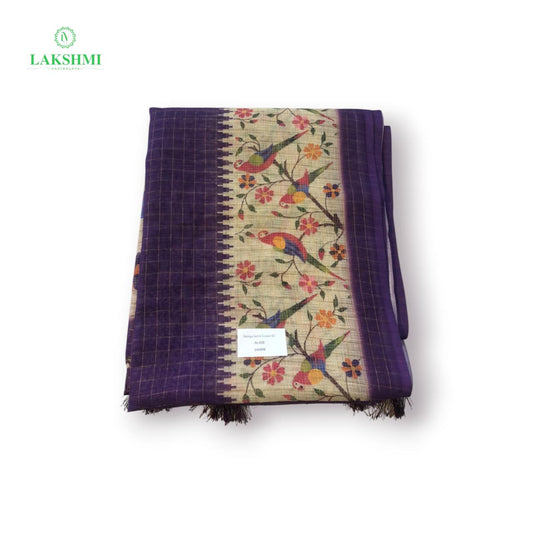 Remya 6 Yards Parrot Semi Jute Saree - 240908