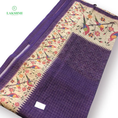 Remya 6 Yards Parrot Semi Jute Saree - 240908