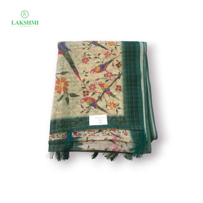 Remya 6 Yards Parrot Semi Jute Saree - 240901