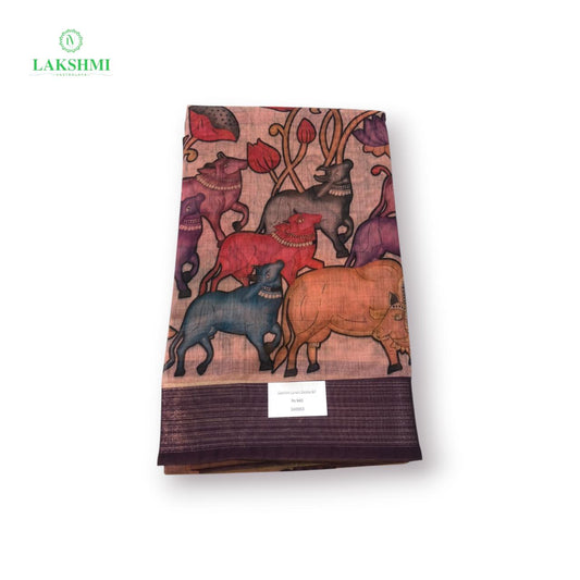 Damini 6 Yards Linen with Pichwai Print - 240903