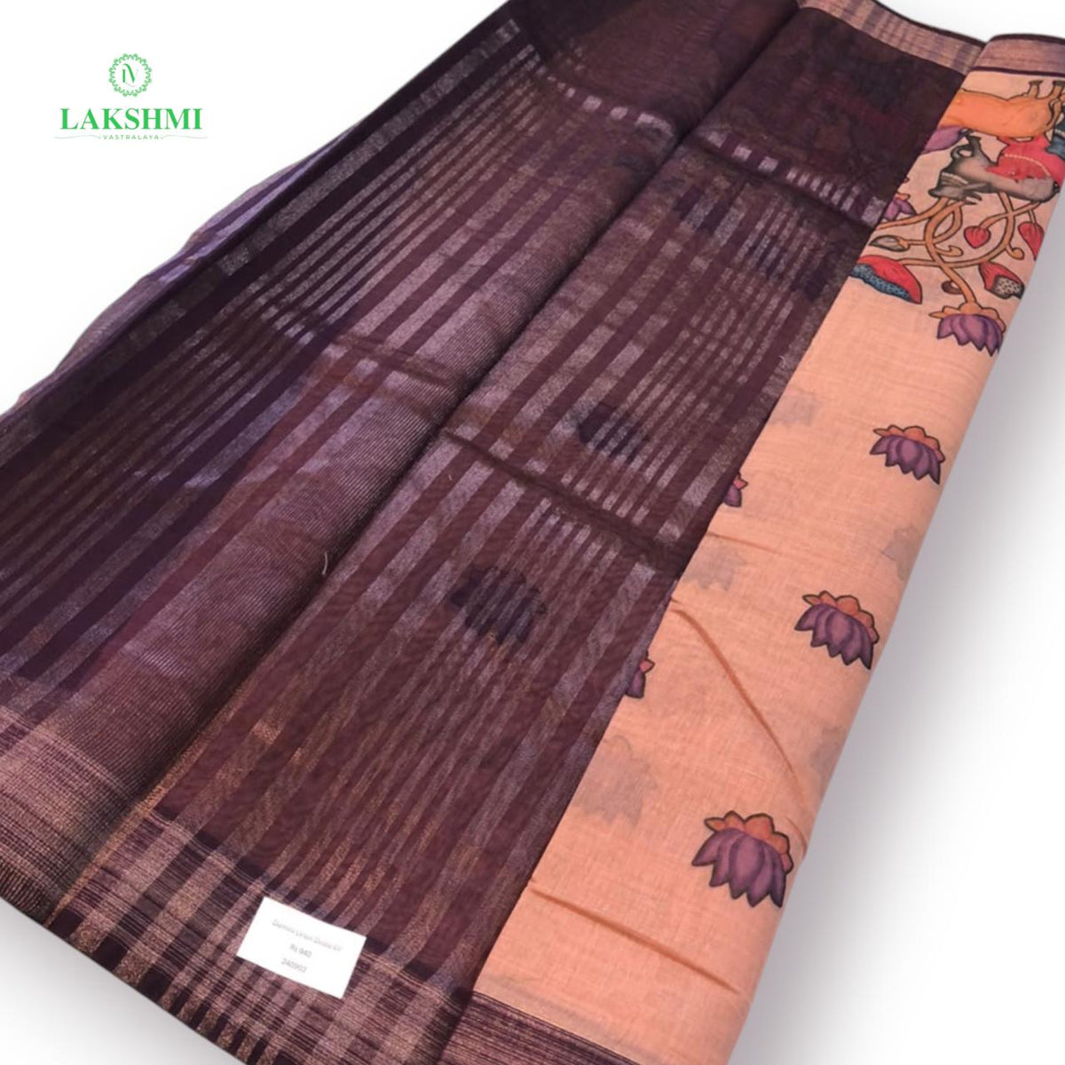 Damini 6 Yards Linen with Pichwai Print - 240903