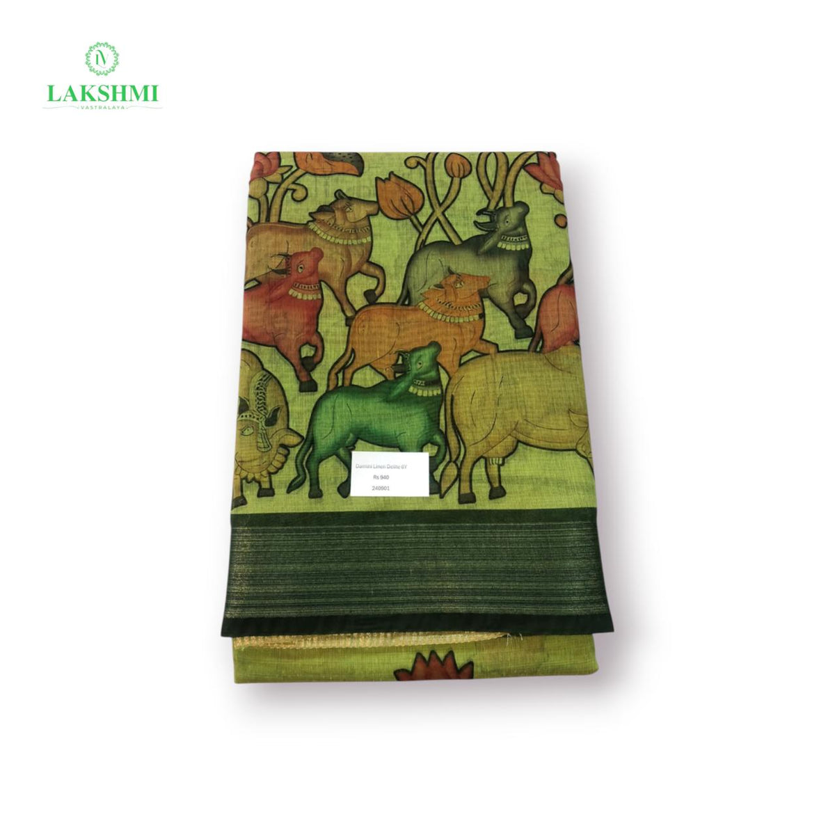 Damini 6 Yards Linen with Pichwai Print - 240901