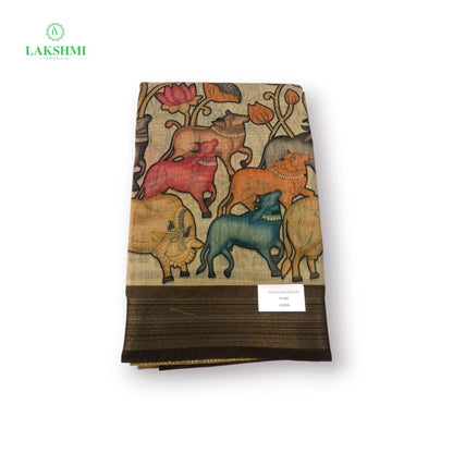 Damini 6 Yards Linen with Pichwai Print - 240906