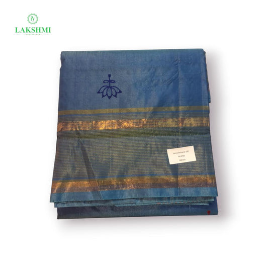 Varna Vazhanar Plain 10Yards with Block print - 061005
